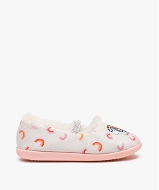 GEMO Chaussons fille ballerines en velours brodées licorne Blanc