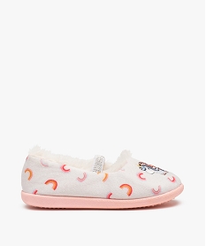 GEMO Chaussons fille ballerines en velours brodées licorne Beige