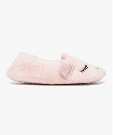 chaussons en velours brodes tete danimal rose chaussons7411701_1