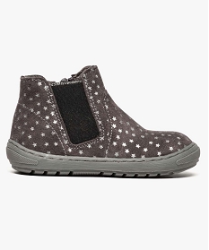 GEMO Bottine en cuir à motifs étoiles Gris