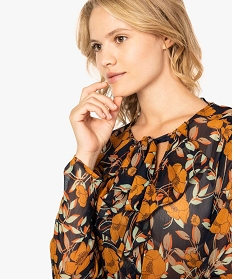blouse imprimee pour femme avec motifs fleuris brun7426901_2