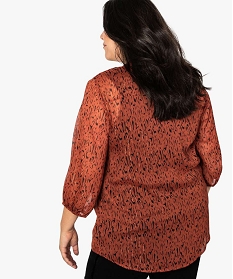 blouse femme en voile avec fil brillant et motif bicolore orange7427401_3