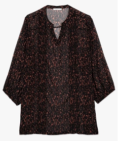 blouse femme en voile avec fil brillant et motif bicolore noir7427501_4