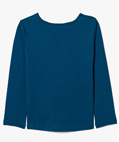 tee-shirt a manches longues fille avec motif a sequins sur lavant bleu tee-shirts7433501_3