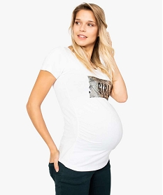 tee-shirt de grossesse avec motif sequins sur lavant blanc7447601_1