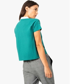 polo femme facon crop top avec patch poitrine vert tee-shirts tops et debardeurs7452201_3