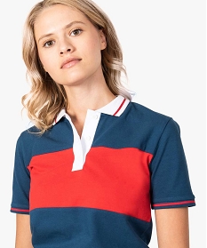 polo tricolore a manches courtes pour femme bleu tee-shirts tops et debardeurs7452301_2