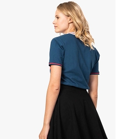 polo tricolore a manches courtes pour femme bleu tee-shirts tops et debardeurs7452301_3