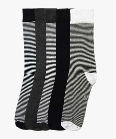 GEMO Lot de 5 paires de chaussettes à fies rayures Noir