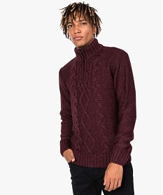 pull pour homme avec col montant et zippe rouge7454301_1