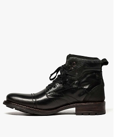 boots dessus cuir avec col fantaisie et semelle crantee noir bottes et boots7462601_3