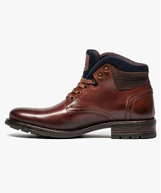 boots homme dessus cuir lisse et cuir velours avec col en textile orange7462701_3