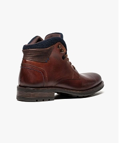 boots homme dessus cuir lisse et cuir velours avec col en textile orange7462701_4