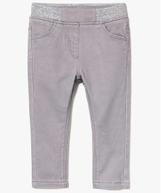 pantalon en toile avec taille elastiquee pailletee gris pantalons7463901_1