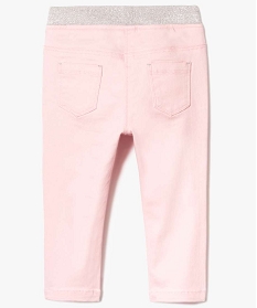 pantalon en toile avec taille elastiquee pailletee rose pantalons7464001_2