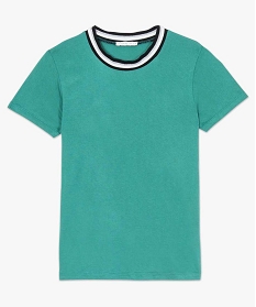 tee-shirt femme avec col rond en bord-cote tricolore vert t-shirts manches courtes7465901_4