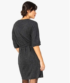 robe-pull femme chinee a manches courtes et encolure zippee gris7469301_3