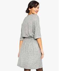 robe-pull femme chinee a manches courtes et encolure zippee gris7469401_3