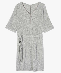 robe-pull femme chinee a manches courtes et encolure zippee gris7469401_4