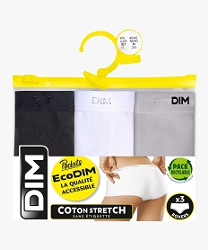 boxer femme en coton stretch (lot de 3) - dim blanc shorties7469801_4