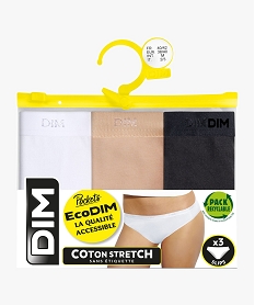 slip femme en coton stretch (lot de 3) - dim blanc culottes7470701_2