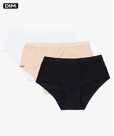 GEMO Boxers unis en coton stretch pour femme (lot de 3) - Dim Blanc