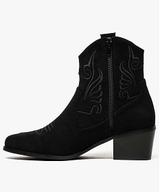 boots camarguais aspect velours avec broderies ton sur ton noir7484101_3