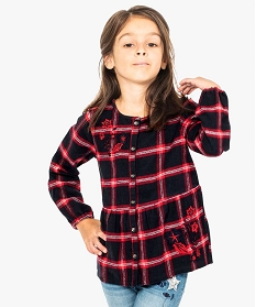 chemise fille a basque avec carreaux et broderies imprime7484601_1