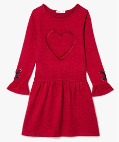 robe en maille fille avec motif coeur sur lavant rouge7484701_1
