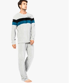 ensemble de pyjama en velours avec larges rayures gris pyjamas et peignoirs7486101_1