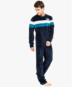 ensemble de pyjama en velours avec larges rayures bleu7486201_1