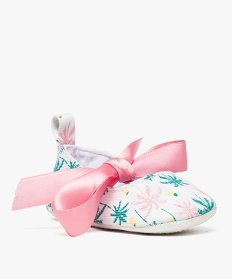chaussons de naissance fille motifs et ruban - lulu castagnette rose chaussures de naissance7488501_2