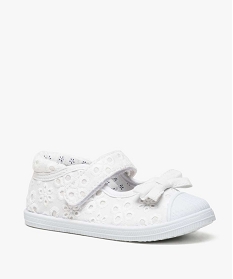 tennis bebe fille en toile facon babies a scratch blanc baskets et tennis7493001_2