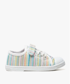 tennis fille rayee et doree a scratch et lacets elastiques multicolore tennis en toile7500901_1