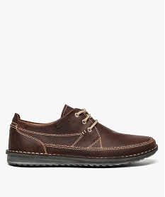 derbies homme en cuir avec surpiqures contrastantes brun7512501_1