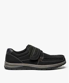 GEMO Chaussures bateau homme confort fermeture scratch noir standard