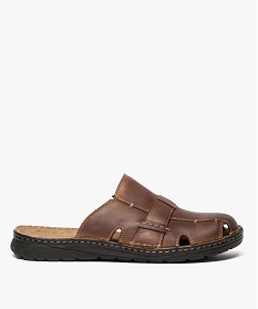 GEMO Sandales homme forme mules effet surpiqué marron vif