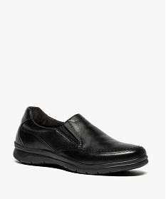 mocassins homme chaussures confort dessus en cuir uni noir7526401_2
