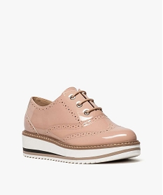 derbies femme vernis a semelle plateforme crantee rose7527301_2