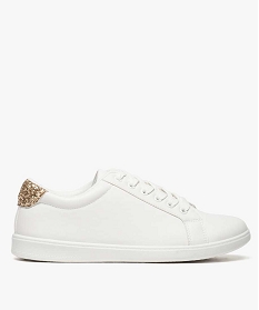 tennis femme en cuir synthetique avec contrefort paillete blanc7531401_1