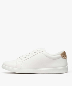 tennis femme en cuir synthetique avec contrefort paillete blanc7531401_3