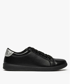 GEMO Tennis femme à lacets unies avec contrefort pailleté noir standard