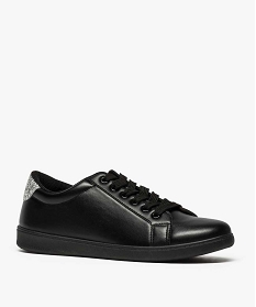 tennis femme a lacets unies avec contrefort paillete noir standard7531501_2