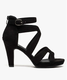 sandales femme en suedine a talon haut et contrefort zippe noir sandales a talon7557901_1