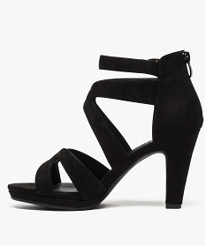 sandales femme en suedine a talon haut et contrefort zippe noir7557901_3