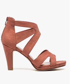 sandales femme en suedine a talon haut et contrefort zippe rose sandales a talon7558001_1