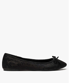 GEMO Ballerines femme pailletées en toile imitation dentelle noir standard
