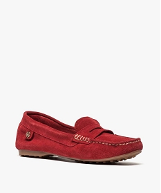 mocassins femme en cuir uni et semelle a picots rouge7564201_2