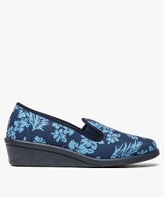 chaussons femme avec motifs fleuris bleu7580501_1