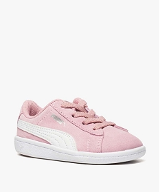 tennis bebe fille en cuir velours et lacets elastiques - puma rose7582201_2